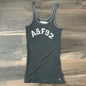 Y2K Abercrombie & Fitch Ribbed Logo Front Tank Top - Brown - Size Large